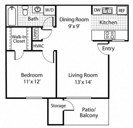 The Alexander_Santa Rosa CA_Floor Plan A2_One Bedroom One Bathroom The Alexander_Santa Rosa CA_Floor Plan A2_One Bedroom One Bathroom